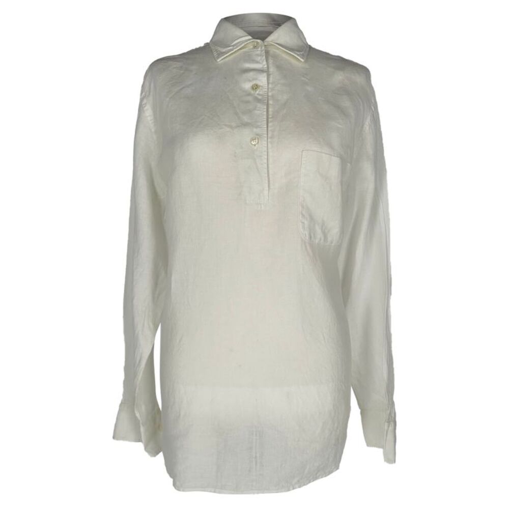 Loro Piana Button Up Shirt in White Linen